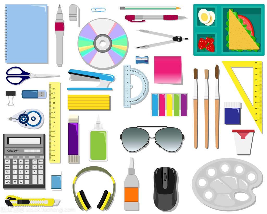 辦公用品色彩矢量集 提升文教用品設(shè)計(jì)與表達(dá)